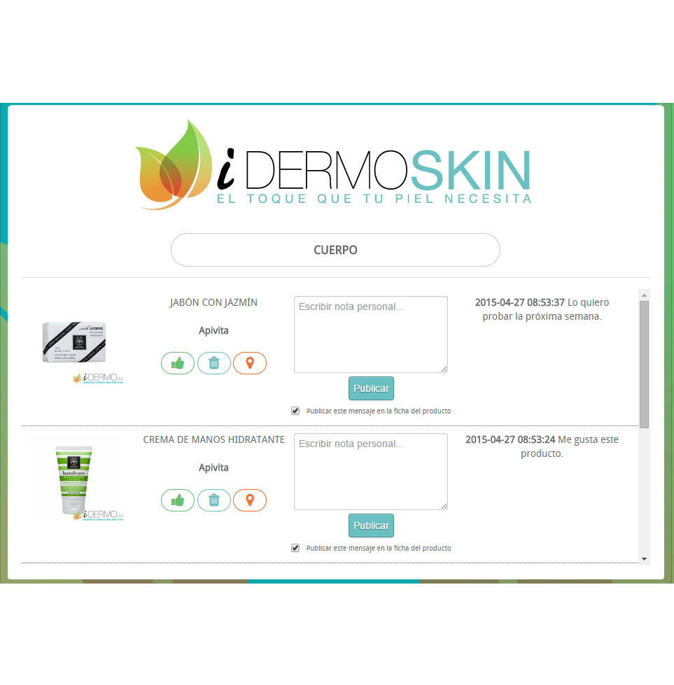 Productos favoritos iDermoSKIN