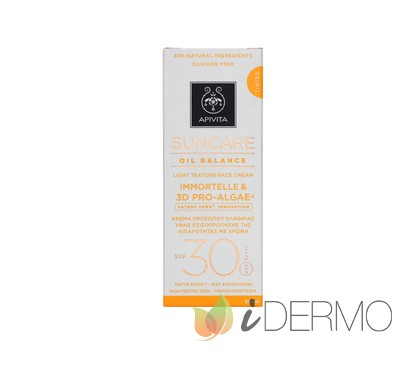 CREMA SOLAR FACIAL REGULADORA DE GRASA CON COLOR SPF30 CON HELICRISO & 3D PRO-ALGAE®