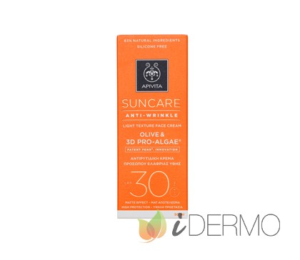 CREMA SOLAR FACIAL ANTIARRUGAS DE TEXTURA LIGERA SPF 30 CON OLIVA & 3D PRO-ALGAE®