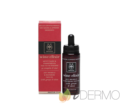 WINE ELIXIR ACEITE FACIAL ANTIARRUGAS Y REESTRUCTURANTE CON UVA & OLIVA