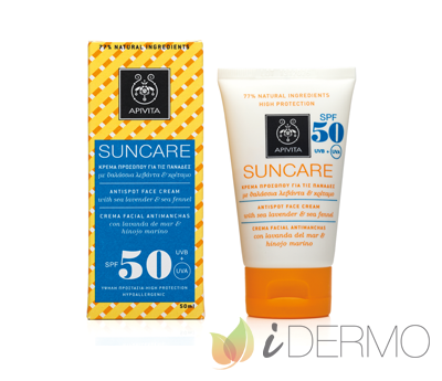 SOLAR FACIAL ANTIMANCHAS SPF50 CON LAVANDA DE MAR & HINOJO MARINO